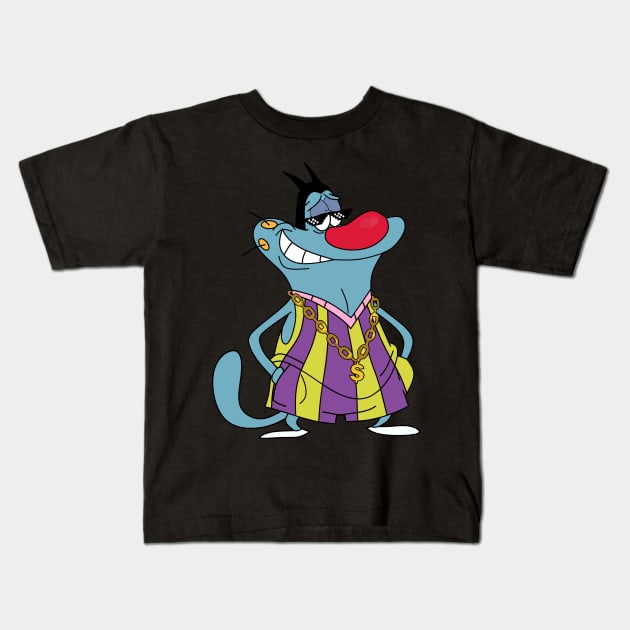 Thug Oggy T-shirt design Kids T-Shirt by Vectraphix